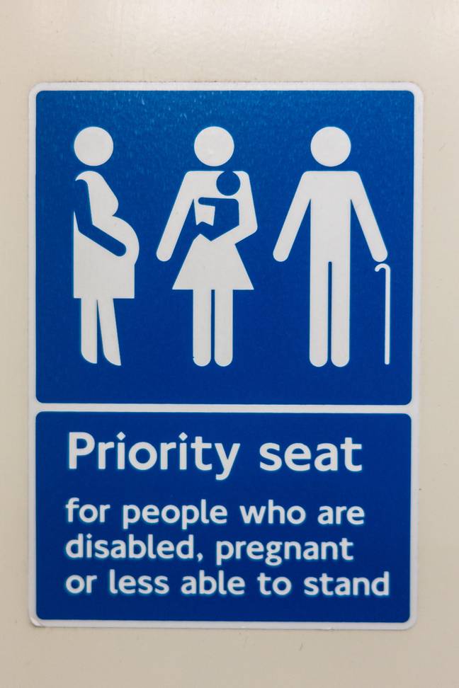 There's usually a sign to tell you where the priority seats are. Credit: John Price/Alamy Stock Photo