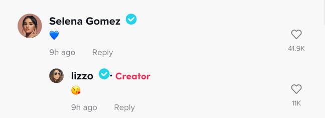 Selena broke her social media break with a blue heart emoji. Credit: lizzo/TikTok
