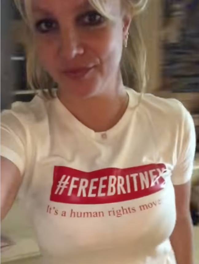 Britney wore a #FreeBritney t-shirt ahead of the court hearing on Friday (Credit: Sam Asghari/Instagram)