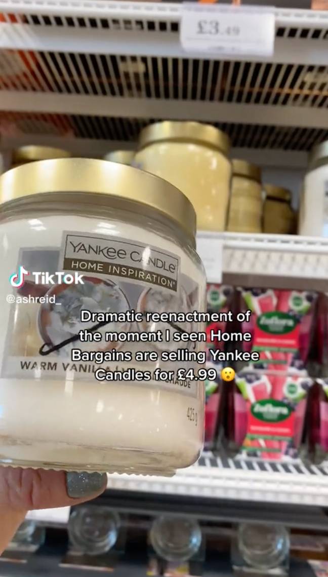 TikToker Ash Reid revealed the candles are currently in Home Bargains for £4.99 a pop. Credit: TikTok/ashreid_