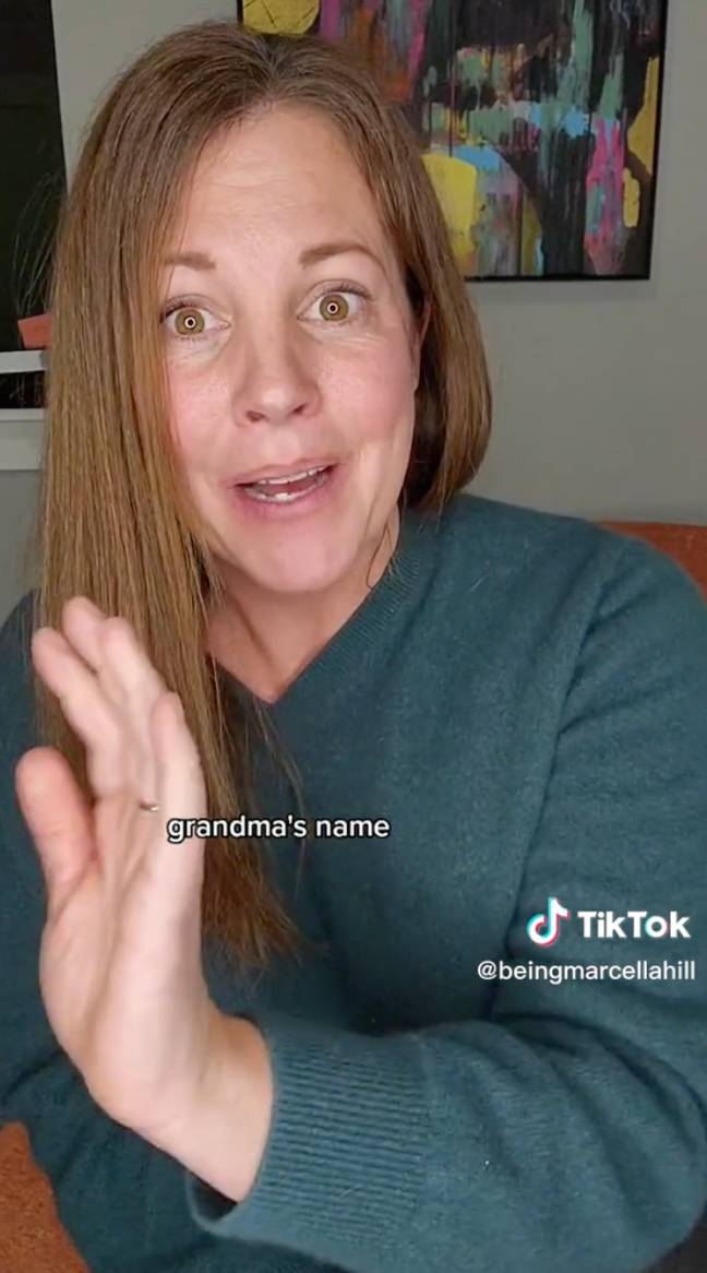 This woman got a lot more than she bargained for from her baby name search. Credit: TikTok / @beingmarcellahill