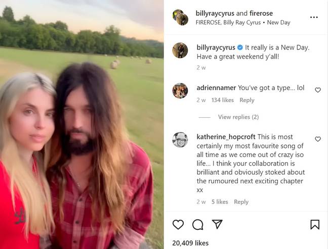 Billy Ray Cyrus posted a video of himself together with Firerose. Credit: Instagram/@billyraycyrus