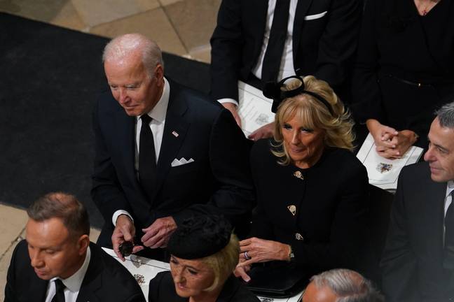 US President Joe Biden and his wife, Jill, were sat 14 rows back in a section allocated to global heads of state. Credit: PA Images Alamy Stock Photo
