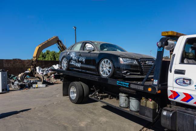 A tow truck yard in the US. (Alamy)