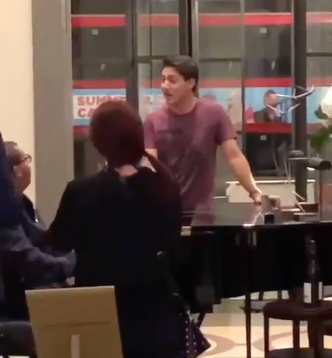 Justin Trudeau was filmed singing with a pianist in a London hotel. Credit: @lisapow33260238/Twitter