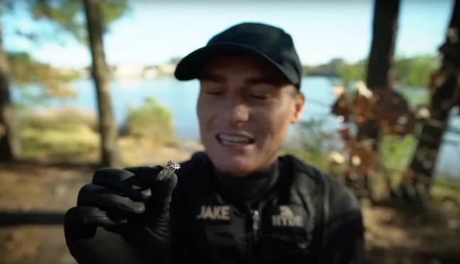 One resilient scuba diver went on the mission of a lifetime to find an abandoned diamond ring in a US river. Credit: YouTube/DALLMYD