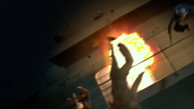 The ship was torpedoed, causing it to sink. Credit: Lionsgate