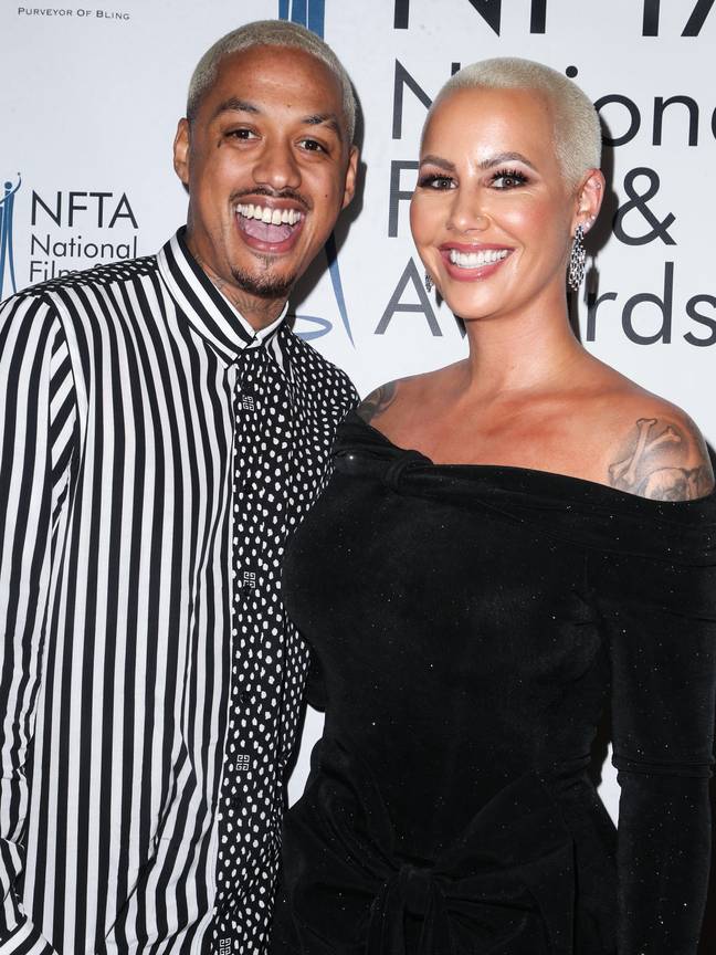 Edwards with his ex Amber Rose in 2018. Credit: Image Press Agency / Alamy Stock Photo.