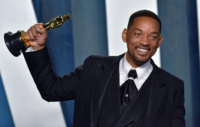 Will Smith and his Best Actor Award at the 94th Academy Awards. Credit: Alamy