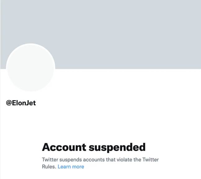 The ElonJet account has been banned. Credit: Twitter