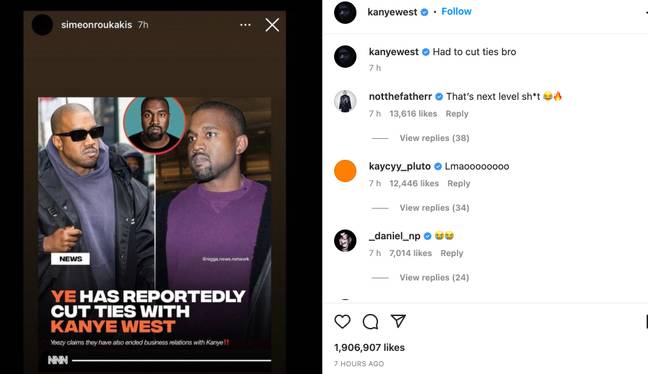 West appeared to mock his losses with a meme. Credit: @kanyewest/Instagram