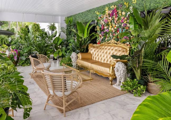 The listing also comes with an outdoor lounge area. Credit: Airbnb