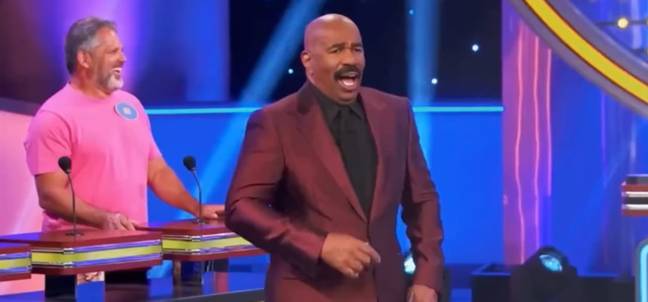 Steve Harvey was as shocked as (almost) anyone. Credit: ABC/Family Feud