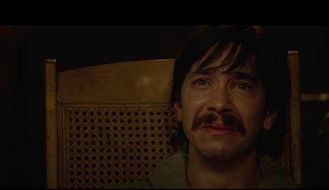 It features Justin Long - and a particularly dodgy moustache. Credit: A24