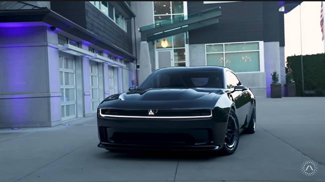 The Charger Daytona SRT Concept EV features a multi-speed electromechanical gearbox called ‘eRupt’. Credit: YouTube @stellantis North America