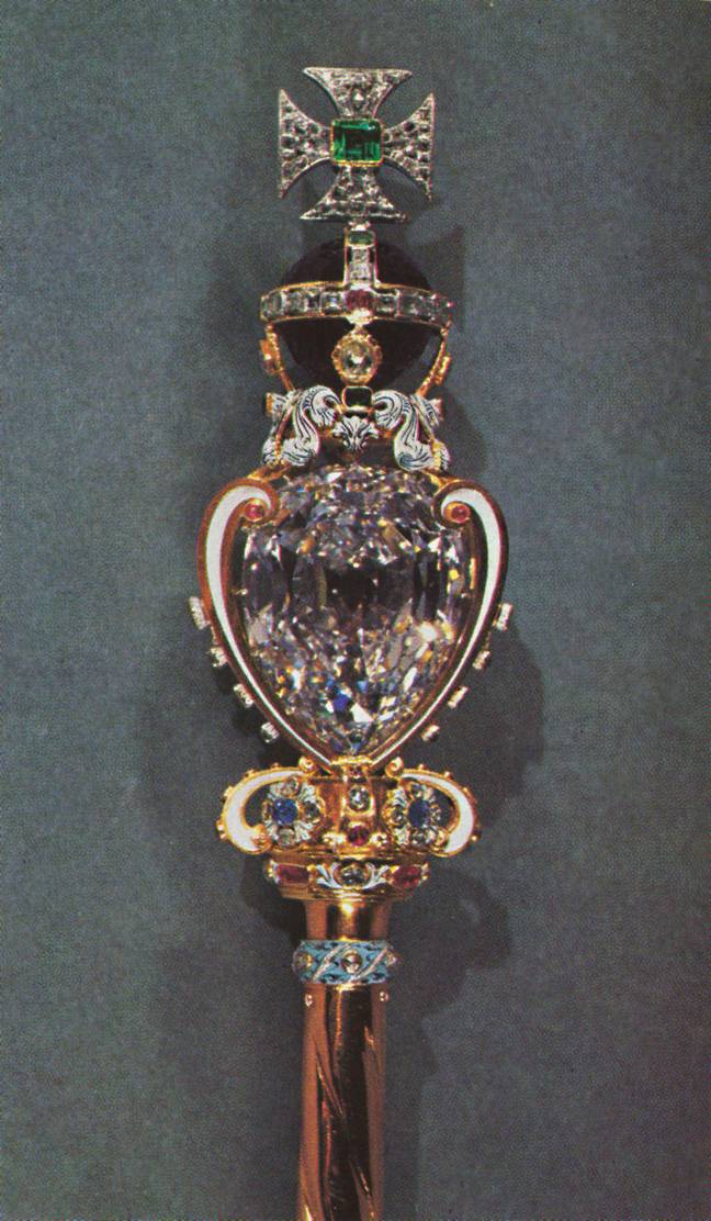 The Cullinan I diamond is set in the Sovereign Sceptre. Credit: The Print Collector / Alamy Stock Photo
