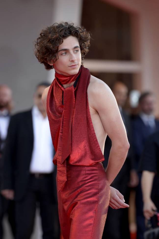Chalamet wore a custom outfit by Haider Ackermann. Credit: Fausto Marci/Alamy Stock Photo
