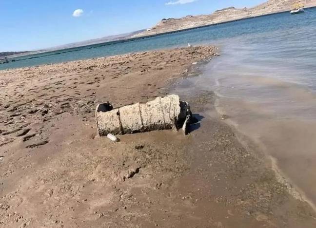 A barrel containing human remains was discovered at Lake Mead earlier this summer. Credit: Shawna Elizabeth Hollister/Facebook