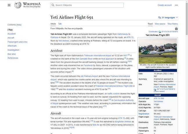 This is what Wikipedia pages look like now. Credit: Wikipedia