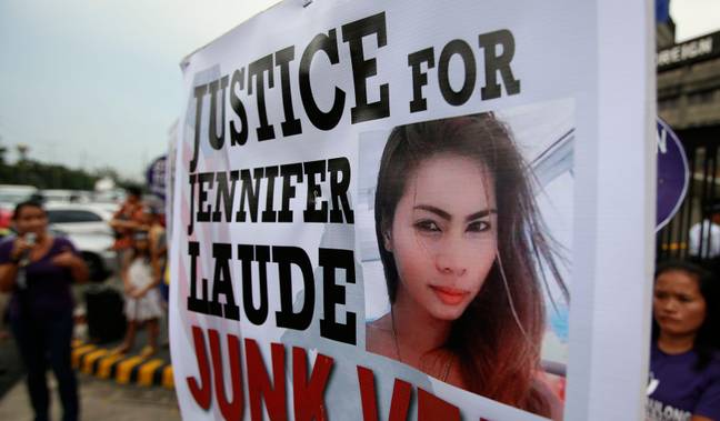 Protests following Jennifer Laude's death in 2014. Credit: Alamy