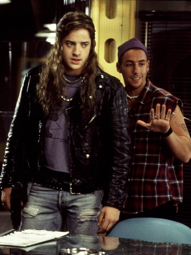 Adam Sandler and Brendan Fraser appeared in the 1994 film Airheads together. Credit: Everett Collection Inc / Alamy Stock Photo