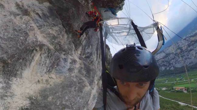 The base jumper was thankfully rescued by a mountain rescue team shortly after his fall. Credit: GoFundMe