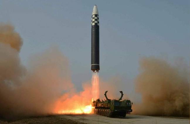ICBM launch conducted by North Korea (Rodong Sinmun)