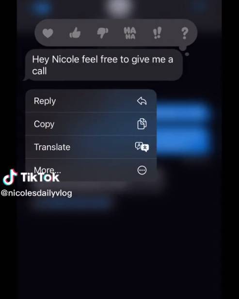 Tsai was confused by a text message from her boss. Credit: @nicolesdailyvlog/ TikTok