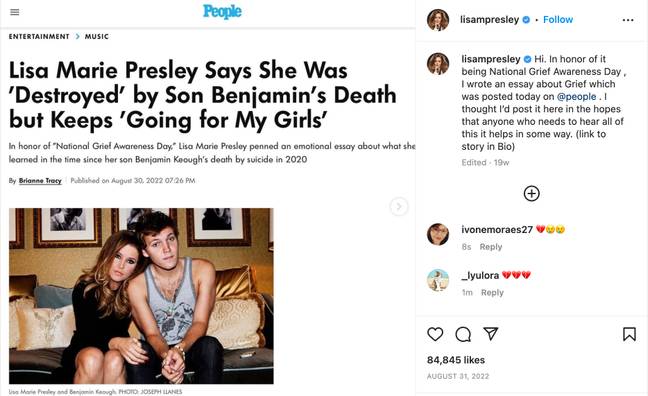 Presley's poignant final post. Credit: @lisampresley/Instagram