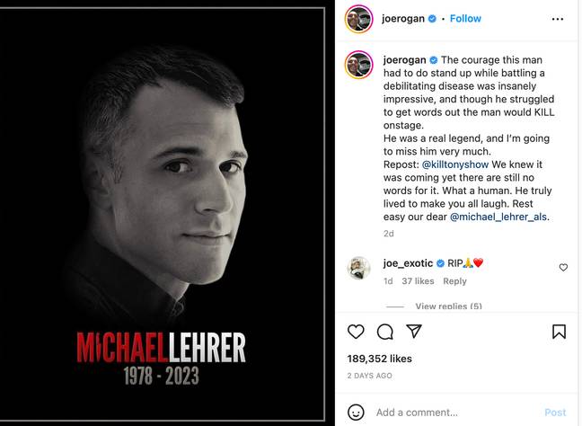 Џо Роган је описао Лерера као „легенду“. Кредит: @јоероган/Инстаграм
