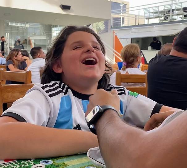 12-year-old Sebastian follows all of Messi's game and was overjoyed to hear that his hero had scored. Credit: Newsflare