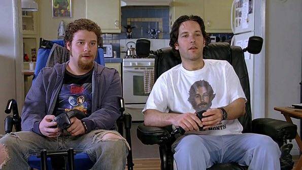 Rudd and Rogen in The 40-Year-Old Virgin. (Universal Pictures)