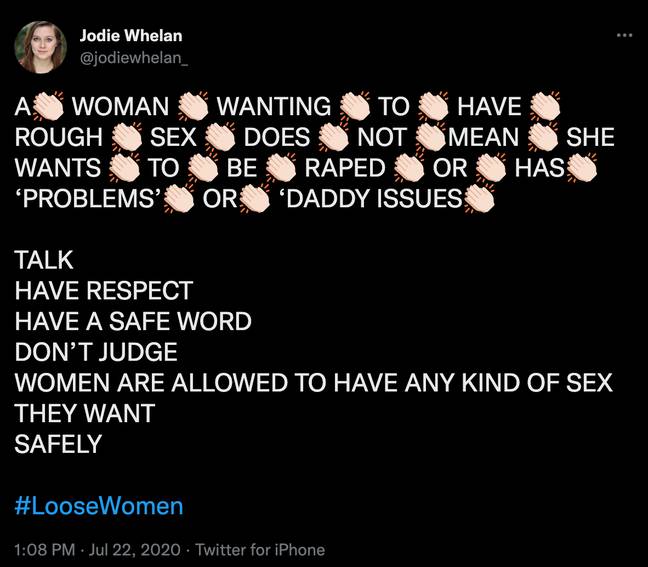 Dee argues many adult film stars engage in rougher sex scenes because the enjoy them the most. Credit: @jodiewhelan_/ Twitter