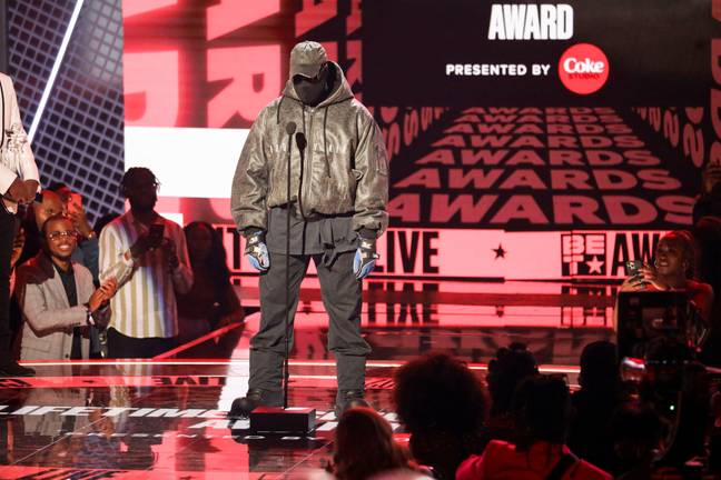 Kanye's choice of outfit for the BET awards was definitely unusual for June. Credit:  REUTERS / Alamy Stock Photo
