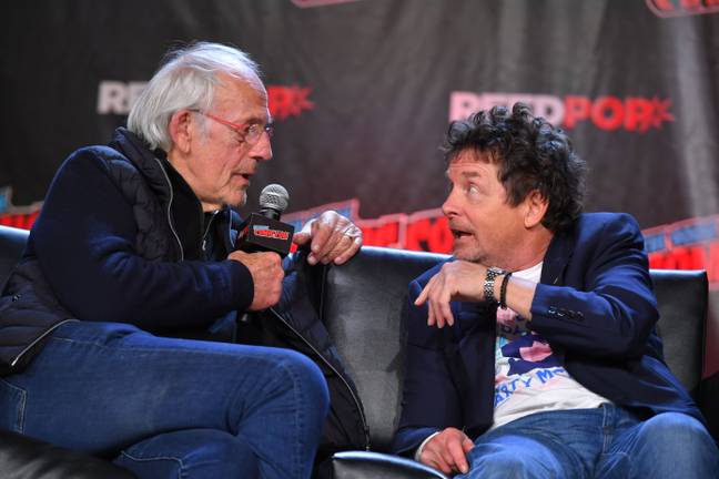 Michael J Fox and Christopher Lloyd were reunited to talk about Back To The Future. Credit: Shutterstock