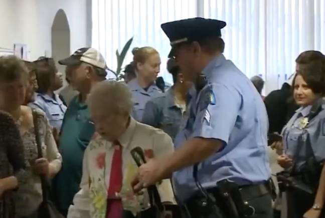 Edie was driven to a senior center in a police car. Credit: WSPA 7 News