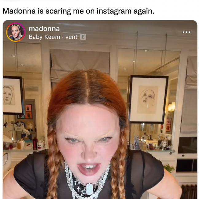 Fans have been left confused after Madonna's latest post. Credit: @TheFamousArtBR/Twitter