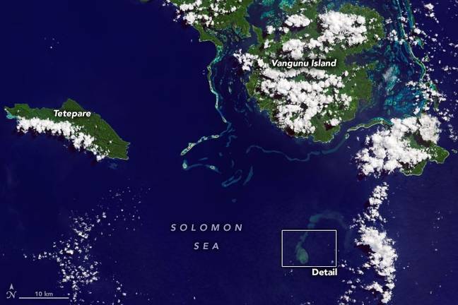 Kavachi Volcano is in the Southwest Pacific Solomon Islands. Credit: NASA Earth Observatory