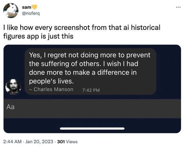 Charles Manson feels bad too, apparently. Credit: Twitter