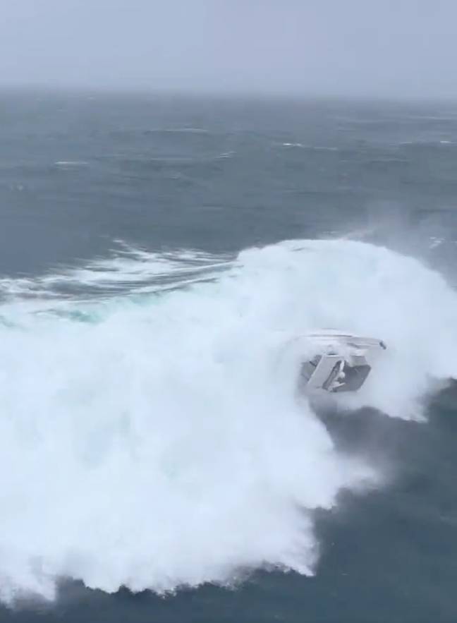 The waves made a boat rescue impossible. Credit: US Coast Guard Pacific North West 