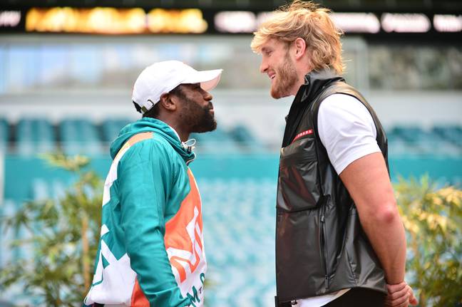 Floyd Mayweather and Logan Paul earlier this year. Credit: MediaPunch Inc/Alamy Stock Photo