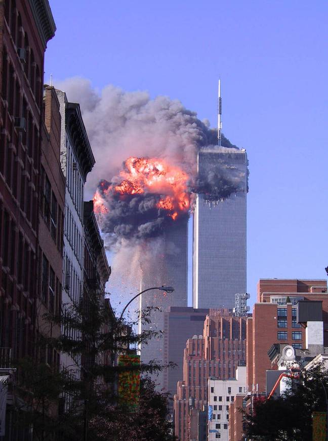 Flight 11 crashed into the south tower. Credit: Laperruque/Alamy Stock Photo