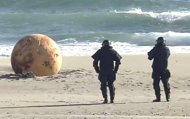 People are fascinated over what this big ball on the beach could be. Credit: Fuji News Network