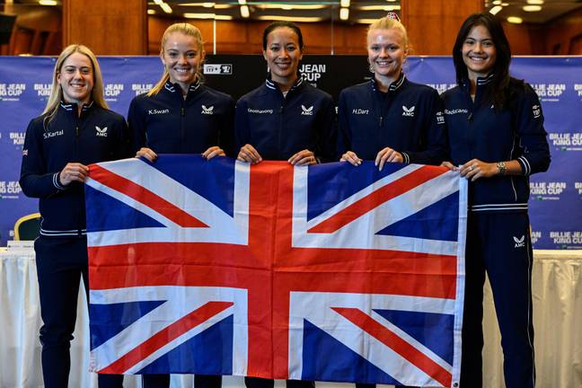 Raducanu and the rest of the GB team ahead of their fixture. Image: PA Images