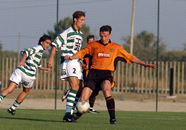 Ronaldo playing for Sporting against Wolves in 2002. Image: Alamy