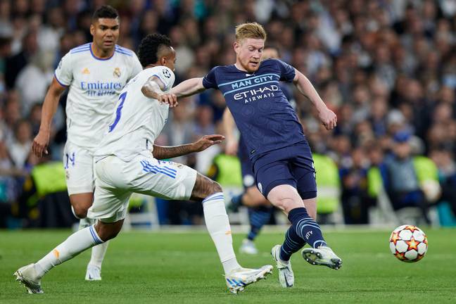De Bruyne playing in the loss to Real Madrid. Image: PA Images