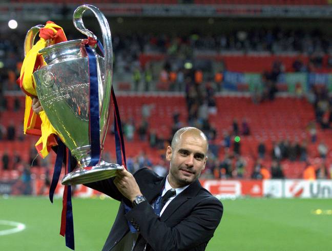 Guardiola guided Barcelona to victory over Manchester United in the 2011 Champions League final (Image: PA)