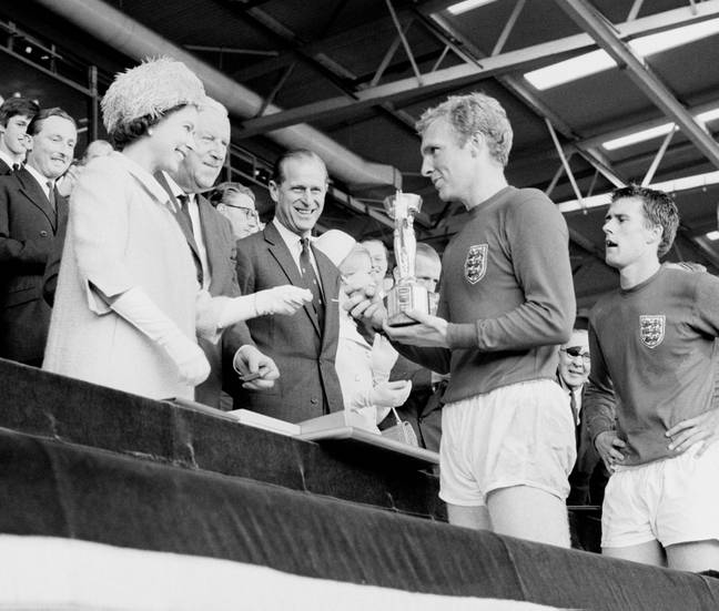 England captain Bobby Moore collected the World Cup trophy from the Queen in 1966. Image: Alamy