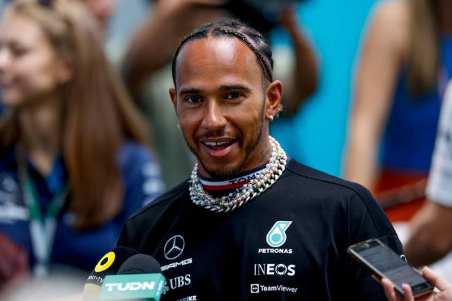 Hamilton wore all the jewelry in Miami. Image: PA Images