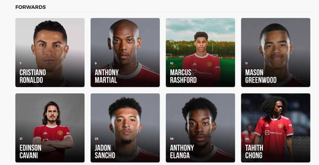 Fans have noticed the player's profile remains listed on United's website (Image: Manchester United)